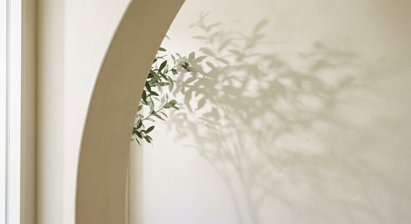 Leaf shadows on a warm plaster wall
